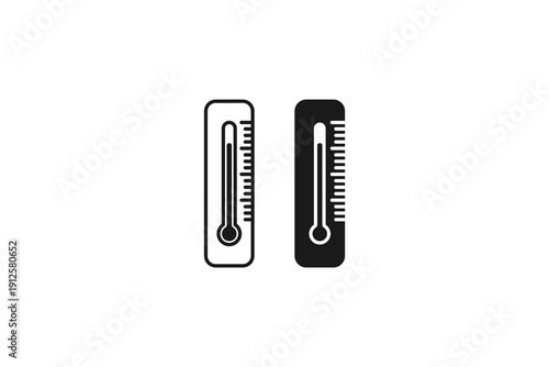 solid and outline icon of termostat