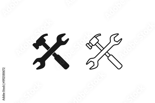 solid and outline icon of tool
