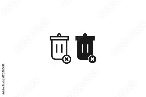 solid and outline icon of trash empty