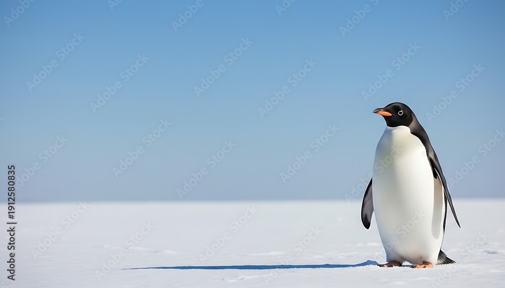 Obraz premium Gentoo Penguin on Snowy Plain