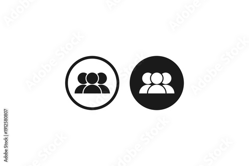 solid and outline icon of user group