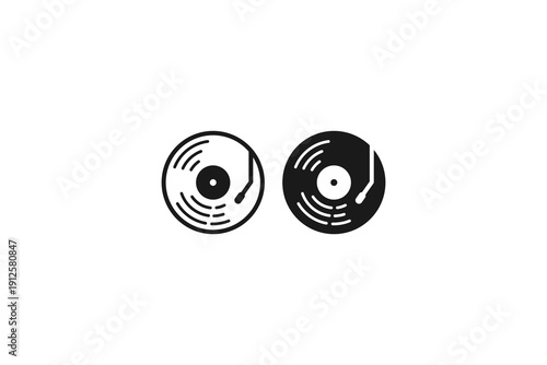 solid and outline icon of vinyl