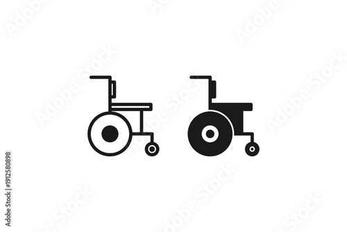 solid and outline icon of wheel chair