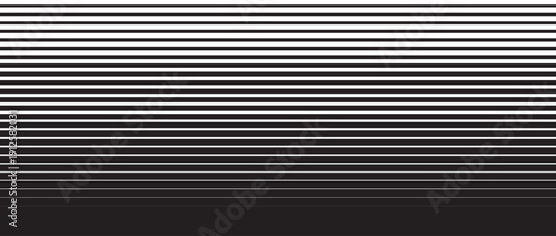 Line halftone gradation texture. Fading horizontal stripe gradient background. Repeating pattern backdrop. Black parallel thin to thick lines backdrop for overlay, print, cover, graphic design. Modern