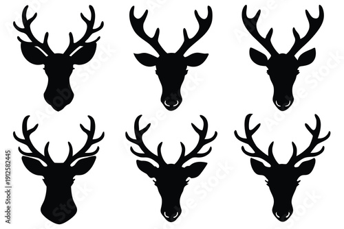 Deer Heads, Stag Antler Silhouettes