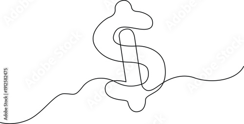 Abstract line art depicting a stylized dollar sign with a flowing design. Vector