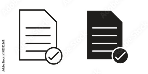 Accept document icon in black line style set. logotype designs
