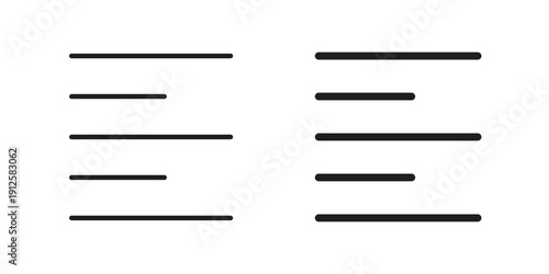 Align left icon in black line style set. logotype designs