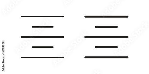 Align center icon in black line style set. logotype designs