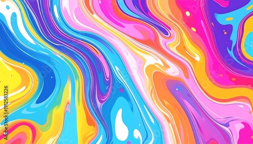 Vibrant swirl of colorful liquid abstract