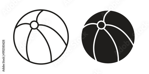 Beach ball icon in black line style set. logotype designs