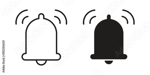 Bell icon in black line style set. logotype designs
