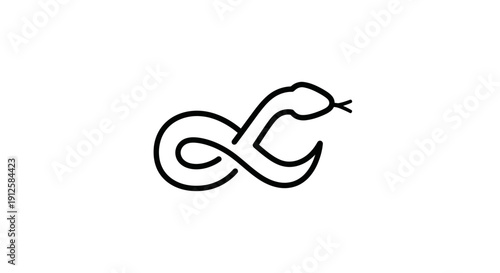 Simple Black Snake Illustration on White.
