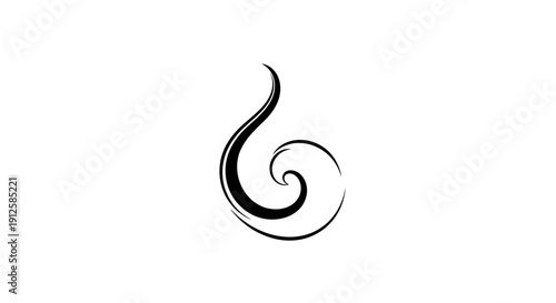 Black Swirling Abstract Design Element Shape.
