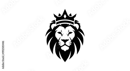 Lion Head with Crown Illustration Design.