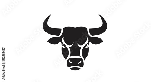 Black Cow Head Silhouette Graphic Illustration.