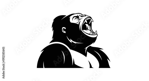 Gorilla Head Illustration Black White.