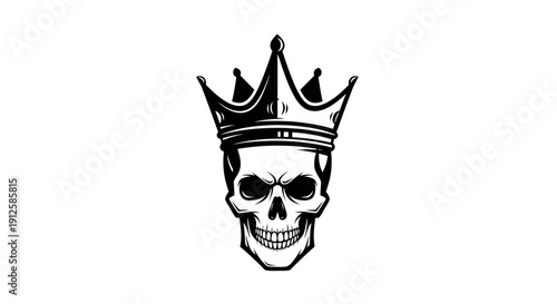 Crowned Skull Illustration with Menacing Expression.