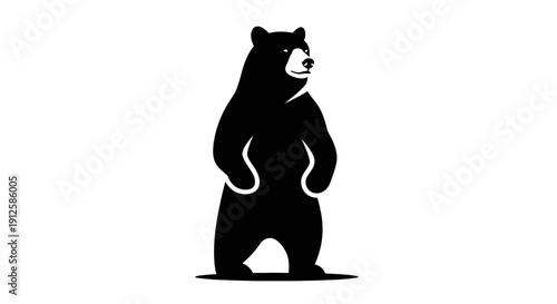 Black Bear Silhouette Standing on Hind Legs.