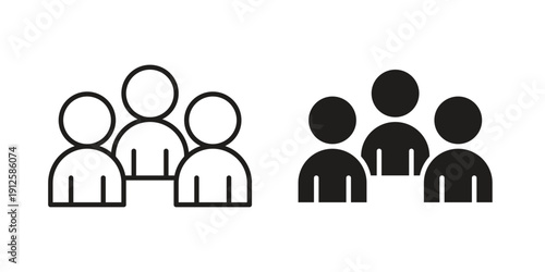 Community icon in black line style set. logotype designs
