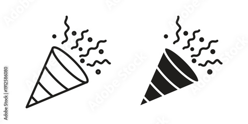 Confetti icon in black line style set. logotype designs