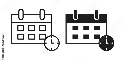 Deadline icon in black line style set. logotype designs