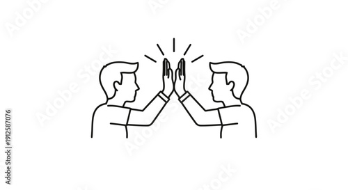 Two men giving each other a high five illustration.