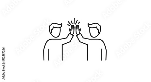 Two people giving each other a high five illustration.