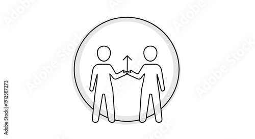 Two people shaking hands inside a circle symbolizing agreement.