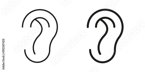 Ear icon in black line style set. logotype designs