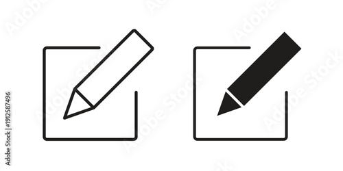 Edit button icon in black line style set. logotype designs