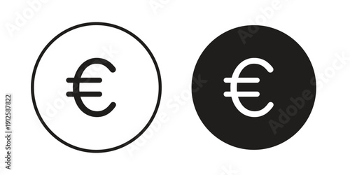 Euro icon in black line style set. logotype designs