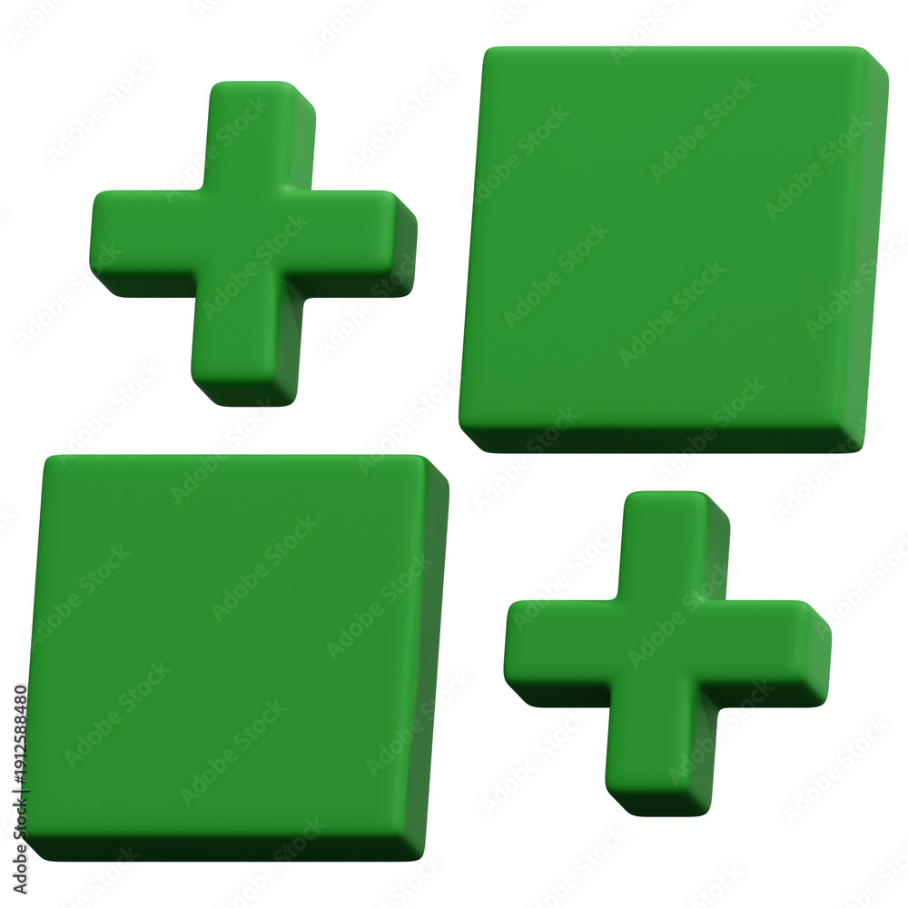Obraz premium 3D Green Plus Square Minimal Geometric Composition