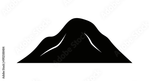 A simple black silhouette of a mountain against a white background.