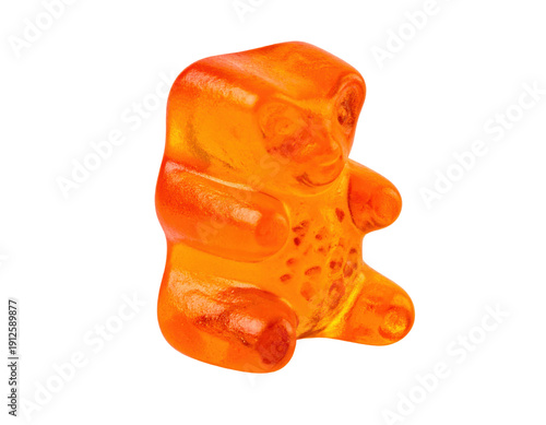 Sitting Orange Gummy Bear Candy Toy With A Transparent Background