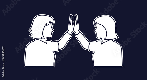 Two women giving each other a high five illustration.
