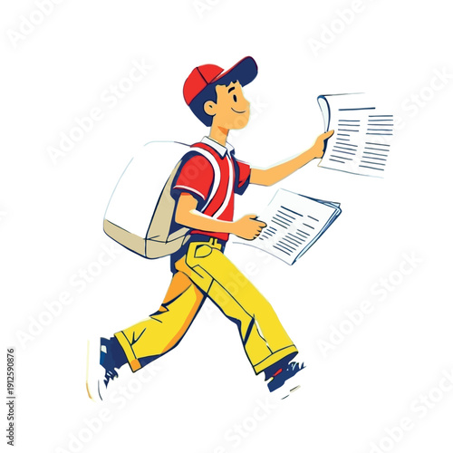 Vsai courier boy delivering newspapers, distributing daily news and information