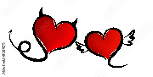A symbol of pixel stylized hearts.