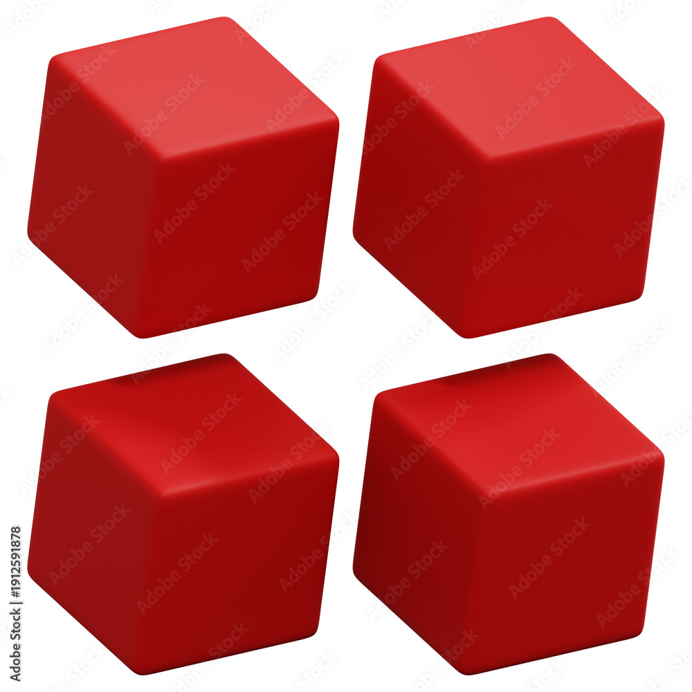 Fototapeta premium 3D Red Cube Grid Minimal Abstract Block Arrangement