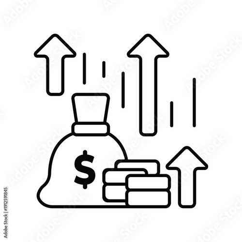 Core business growth icon symbolizing financial increase and upward market trend