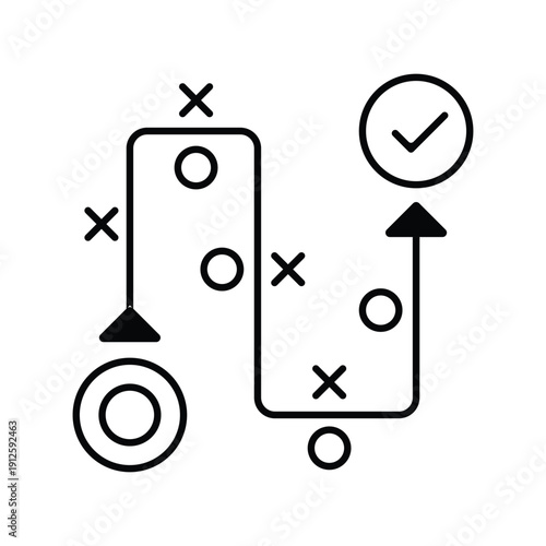 Cuadro en lienzo Strategic business icon showing a successful path to achieving goals and overcom