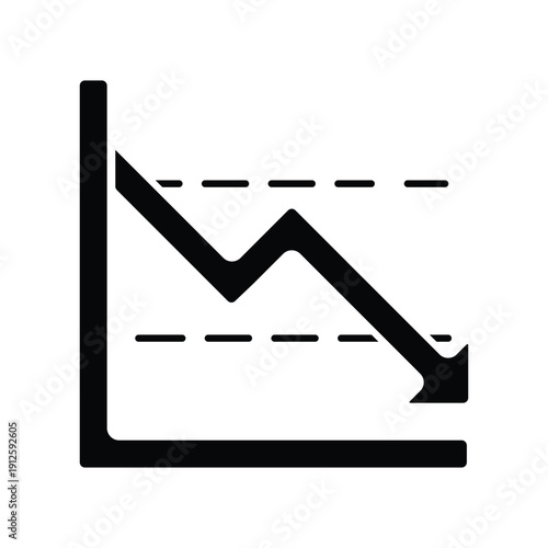 Business Downtrend Icon Symbolizing Financial Decline and Negative Trends
