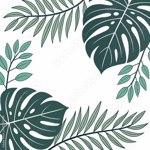 Vibrant Tropical Leaf Frame - Lush Greenery Border for Summer Design