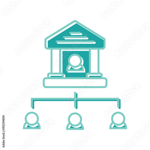 Hierarchical Business Structure Icon with Organization Chart Elements