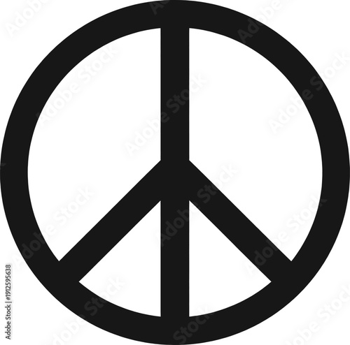 Peace sign symbol black silhouette vector icon for harmony and antiwar movement conceptual graphics