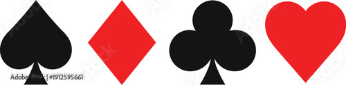 Playing card suits vector set spades diamonds clubs hearts isolated on transparent background