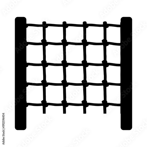 SILHOUETTE OF CHILDREN CLIMBING A ROPE NET