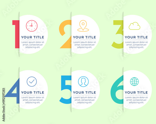 Colorful Infographic Template with Circular Elements and Icons