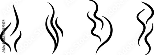 Smoke steam icon vector logo set. Smoke smell, steam aroma heat icon illustration. 