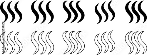 Smoke steam icon vector set, Smoke smell. Vector illustration.